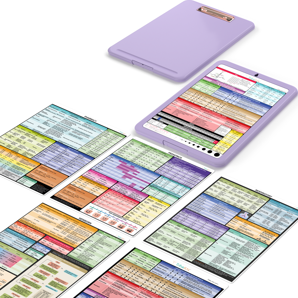 ClinicalGuru Set - Nursing Clipboard with Storage and Heavy Duty Cheat Sheet Set